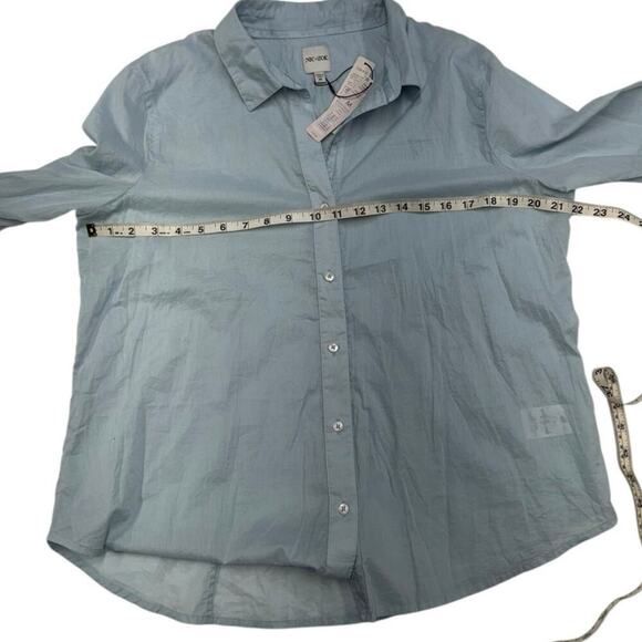 Nic + Zoe Blue Crinkle Shirt Button Up NWT Size M - Picture 10 of 15